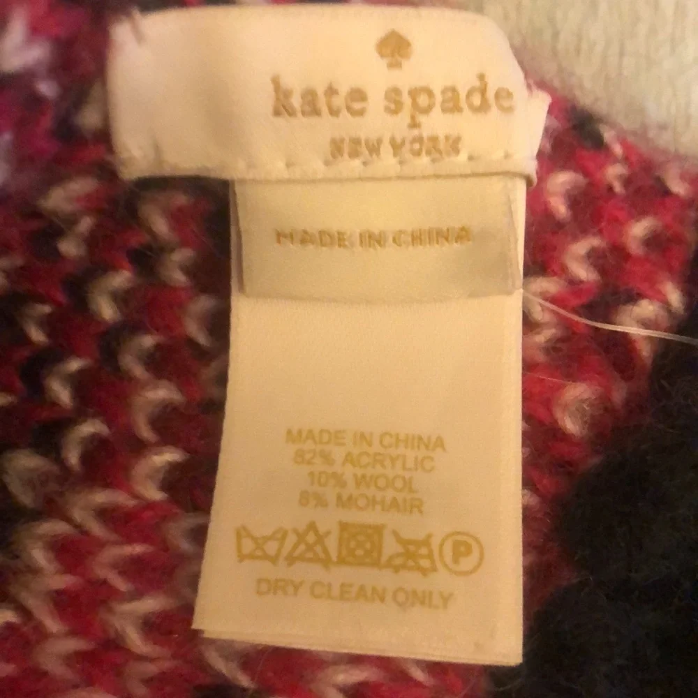 Kate Spade Woodland Plaid Knit Fringe Scarf | Pink Black Burgundy | NWT